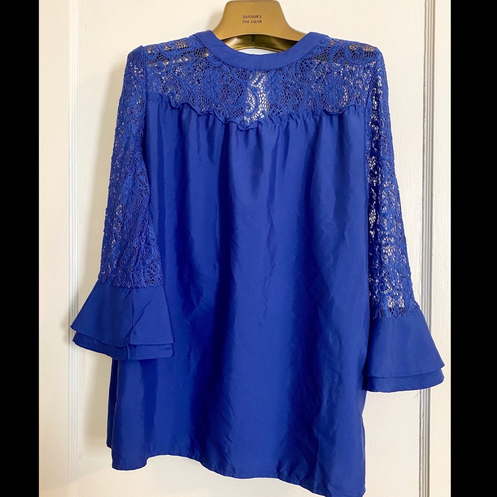 Cobalt Blue Blouse with lace detail